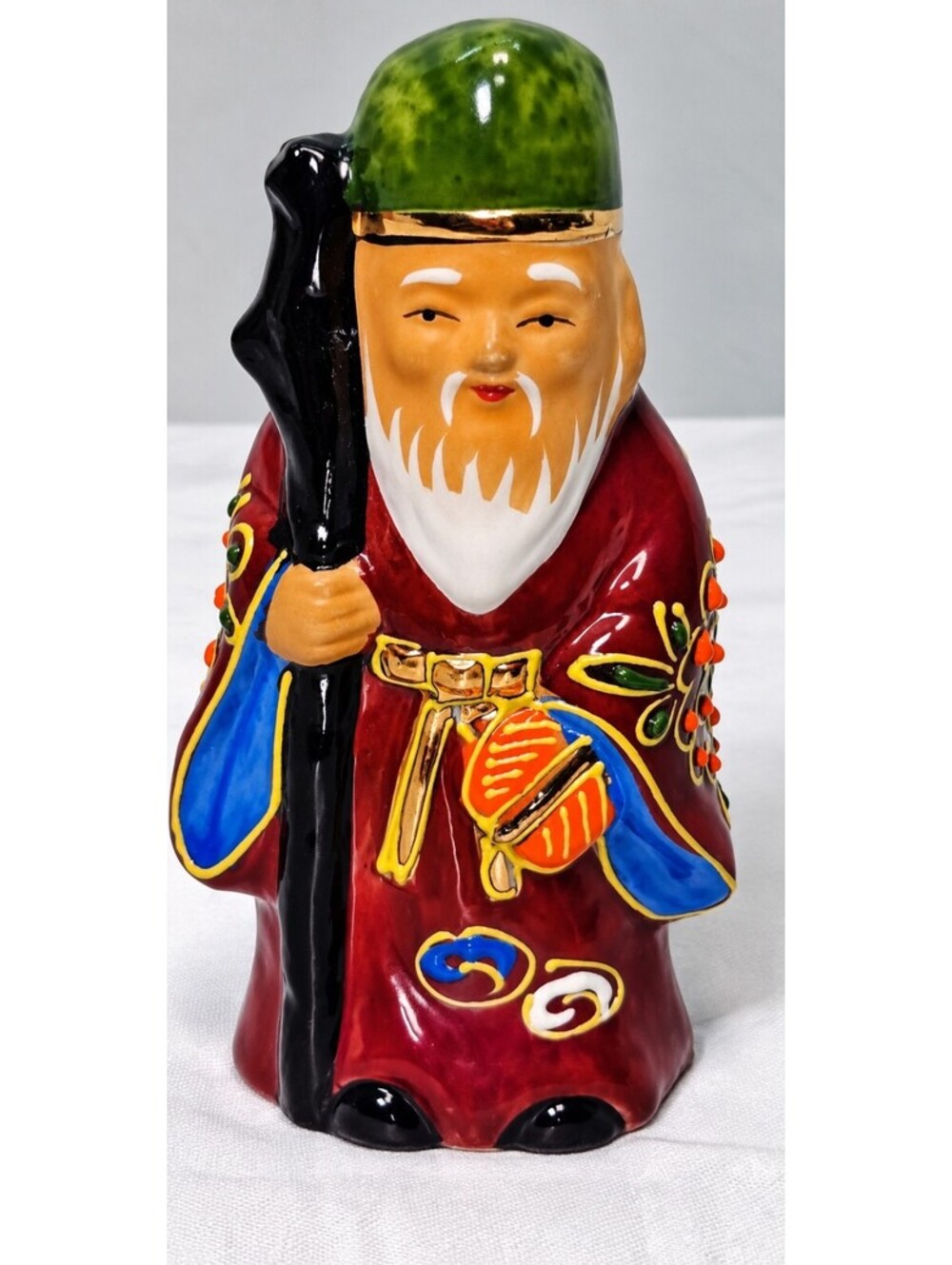 Vintage Kutani Japan Jurojin Lucky God Porcelain Figurine Moriage 4"